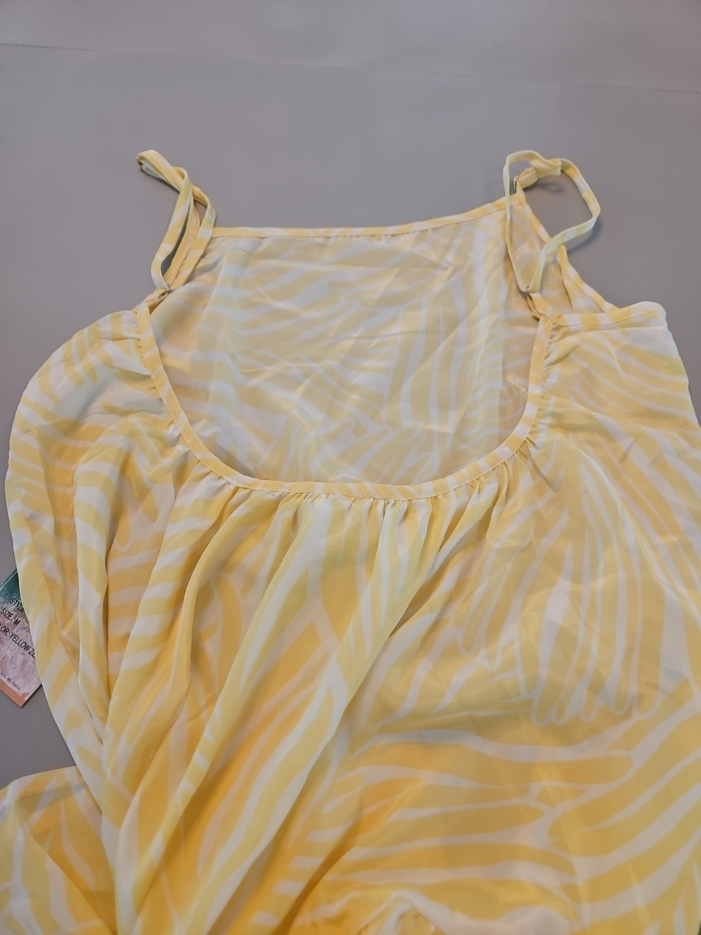 Yellow Tiered Maxi Dress with Spaghetti Straps - Picture 6 of 10